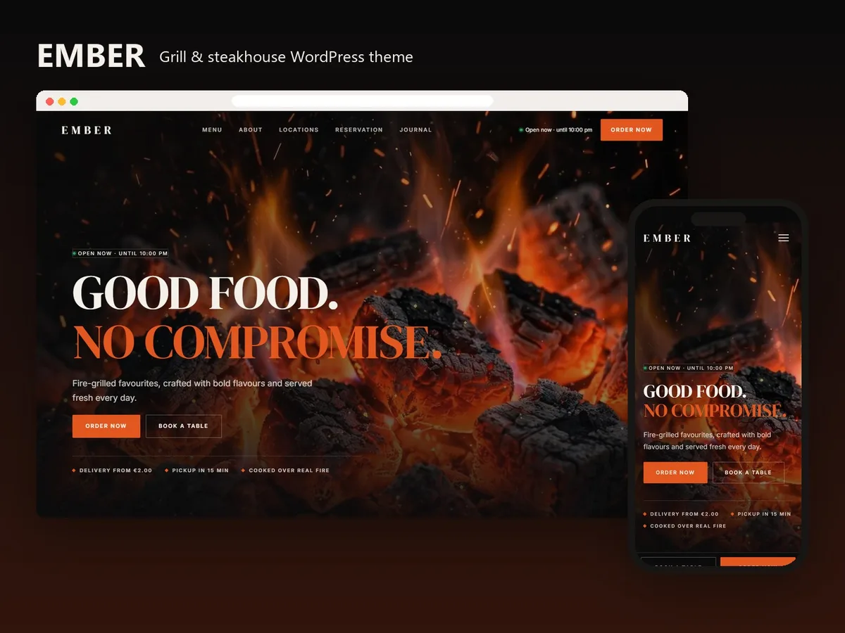 EMBER theme on a laptop and a phone