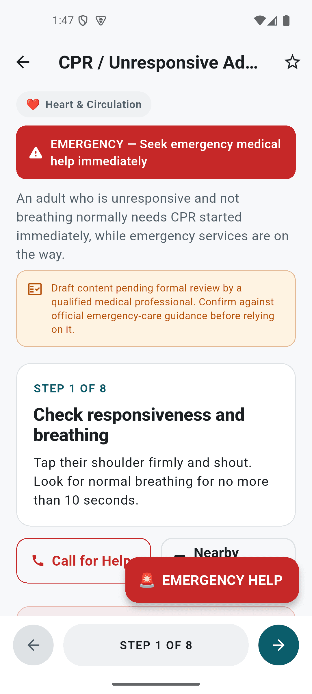 First Aid — Offline Emergency screen 2